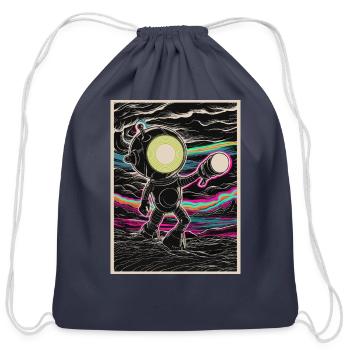 Mad Robot with Flashlight Hand - Cotton Drawstring Bag - navy - Front