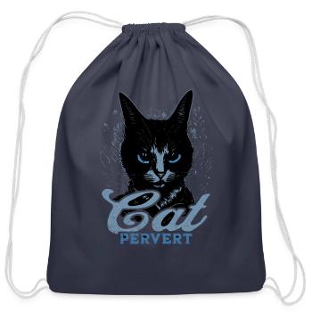 Cat Pervert Blue - Cotton Drawstring Bag - navy - Front