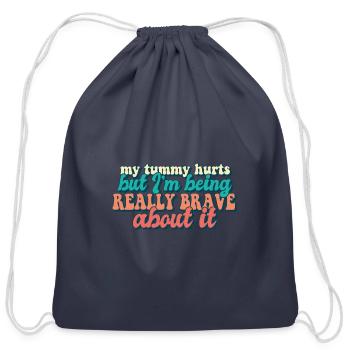 Tummy Ache Survivor My Tummy Hurts Funny Food - Cotton Drawstring Bag - navy - Front
