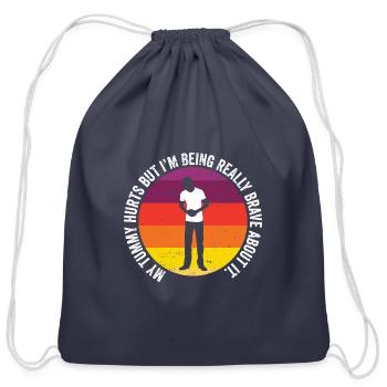 Funny Tummy Ache Survivor My Tummy Hurts Food - Cotton Drawstring Bag - navy - Front