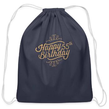 Happy 55th Birthday - Cotton Drawstring Bag - navy - Front