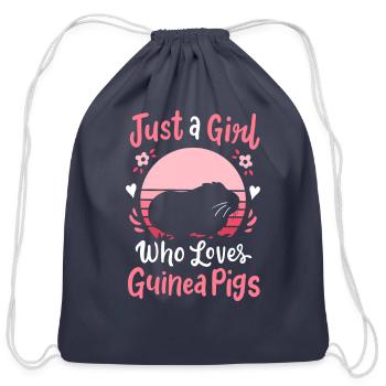 Guinea Pig Cavy Guinea Pig Mom - Cotton Drawstring Bag - navy - Front
