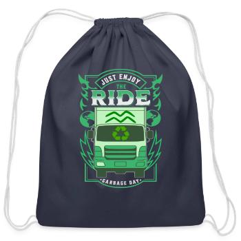 Garbage Truck Recycling Trash Garbage Day Truck - Cotton Drawstring Bag - navy - Front