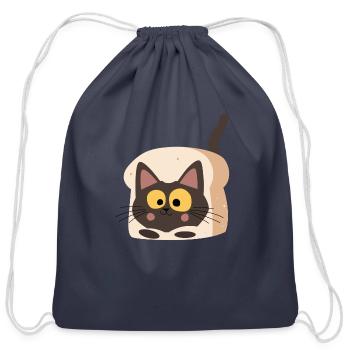 Cat Bread - Cotton Drawstring Bag - navy - Front