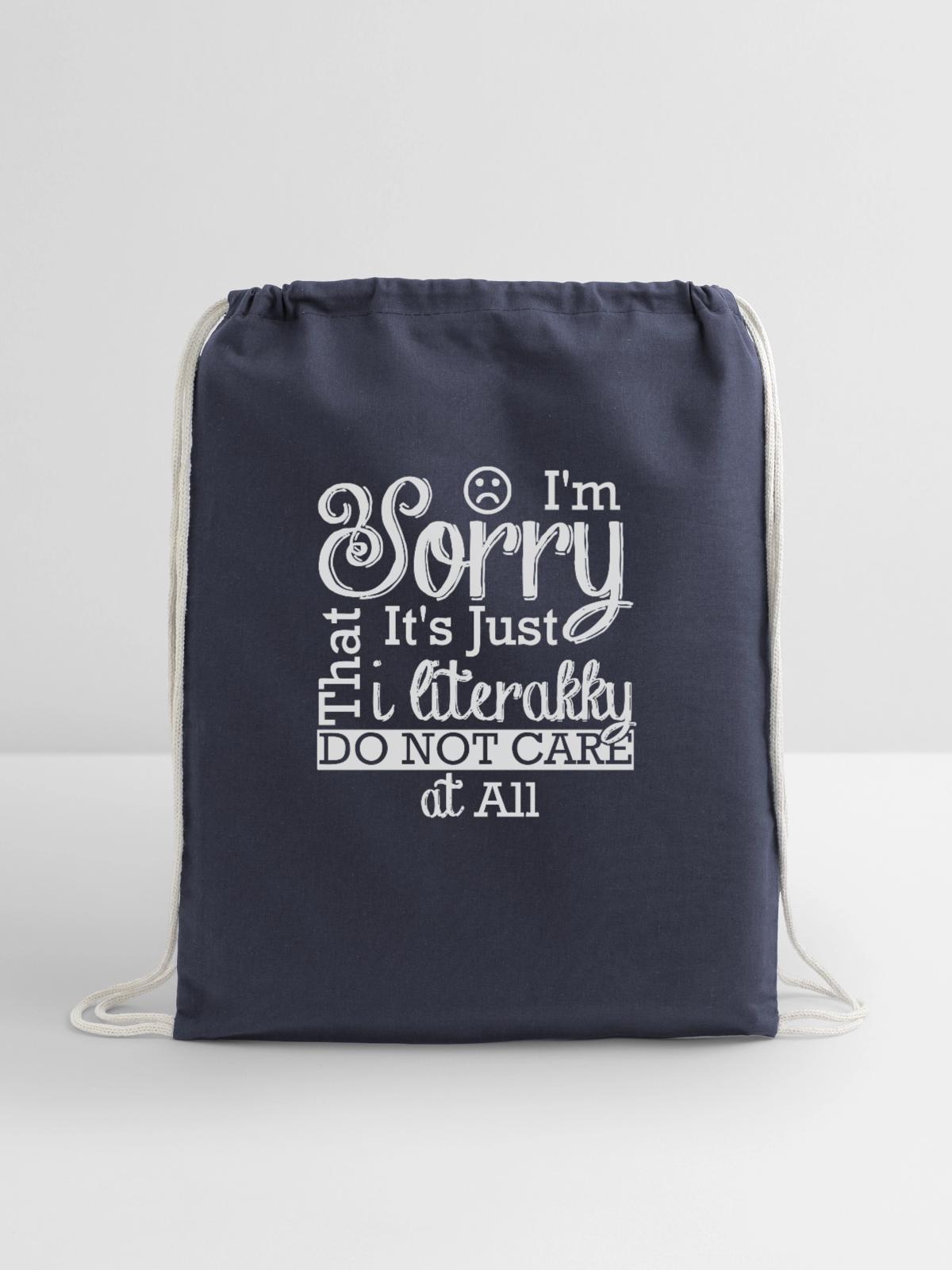 im sorry - Cotton Drawstring Bag - navy - Front