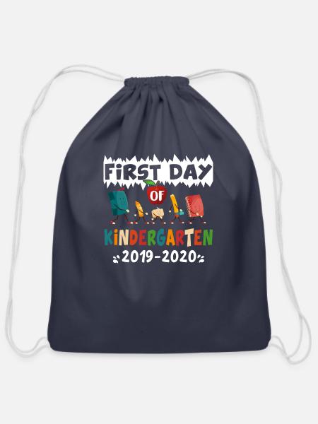 First Day Of Kindergarten Heart For Teachers - Cotton Drawstring Bag - navy