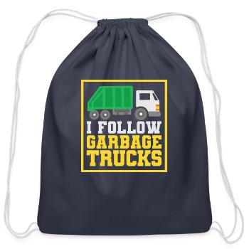 garbage trucks - Cotton Drawstring Bag - navy - Front
