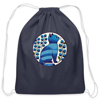 Blueberry Kitty Cat - Cotton Drawstring Bag - navy - Front