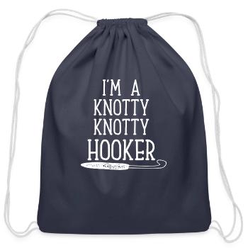 Im A Knotty Hooker - Cotton Drawstring Bag - navy - Front
