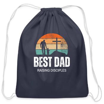 Best Dad Raising Disciples Vintage Christian - Cotton Drawstring Bag - navy - Front