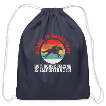 Horse Racing Equestrian Horse Racers - Cotton Drawstring Bag - navy - Front