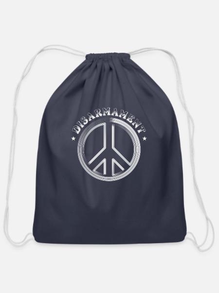 Peace Sign Disarmament Casual - Cotton Drawstring Bag - navy