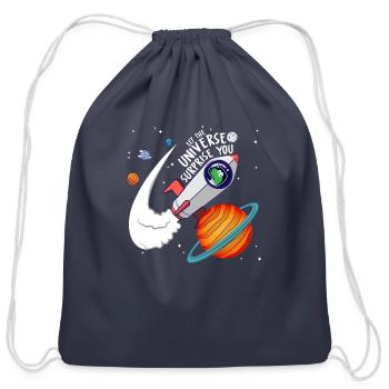 Let The Universe Surprise You - Cotton Drawstring Bag - navy - Front