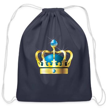 Crowns - Royalty - Royal - King - Queen - Cotton Drawstring Bag - navy - Front