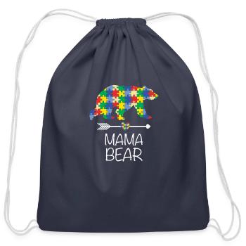 Mama Bear Autism Autism Mom T-Shirt - Cotton Drawstring Bag - navy - Front