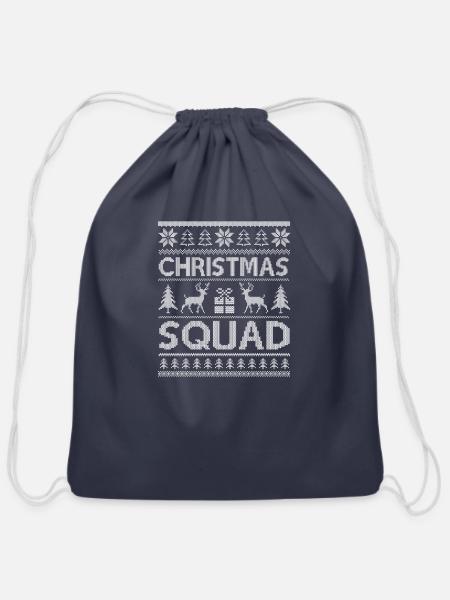 Christmas Squad Group Matching Family Xmas Ugly - Cotton Drawstring Bag - navy