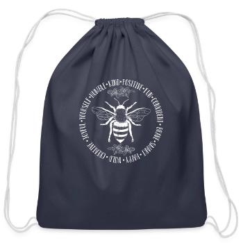 Bee Something - Cotton Drawstring Bag - navy - Front