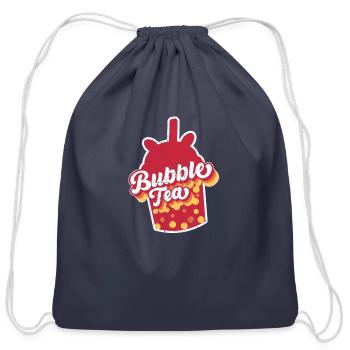 bubble tea - Cotton Drawstring Bag - navy - Front