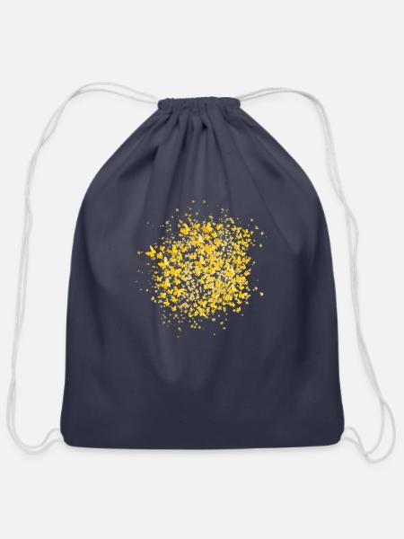 Beautiful yellow Butterfly - Cotton Drawstring Bag - navy