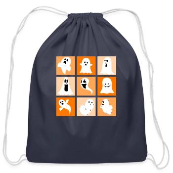 Cute Ghost Patchwork - Cotton Drawstring Bag - navy - Front