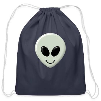 Alien Happy Face - Cotton Drawstring Bag - navy - Front