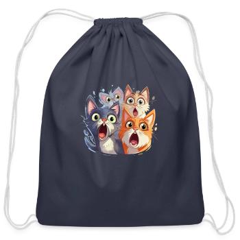 Funny cats - Cotton Drawstring Bag - navy - Front