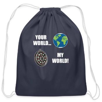 Your World My Dart World Dartboard Globe - Cotton Drawstring Bag - navy - Front