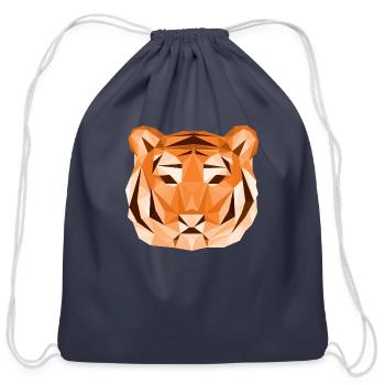 Geometric Low Poly Tiger Face - Cotton Drawstring Bag - navy - Front