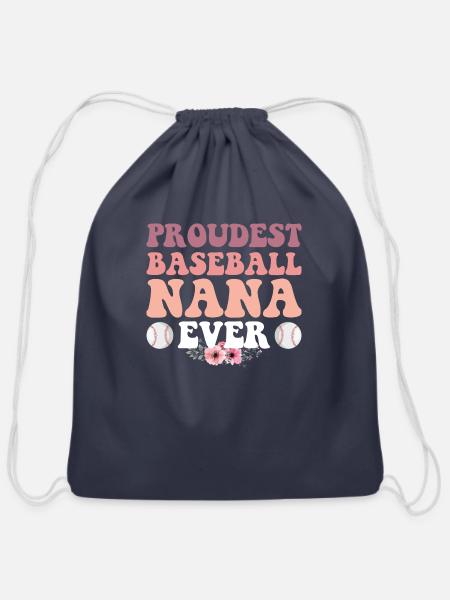 Proudest Baseball Nana Ever hippie - Cotton Drawstring Bag - navy