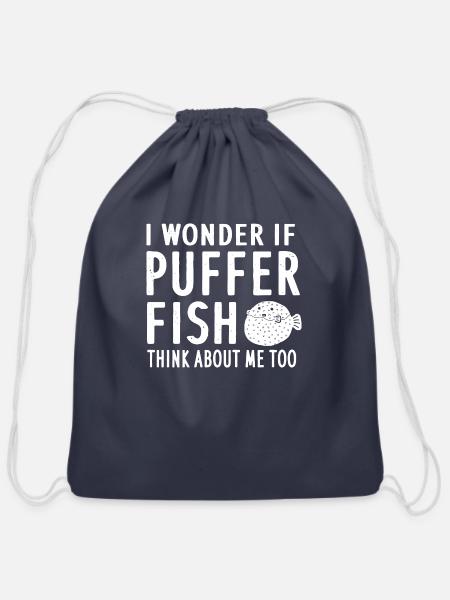 Puffer Fish Saying Animals Porcupine Fish Baby - Cotton Drawstring Bag - navy