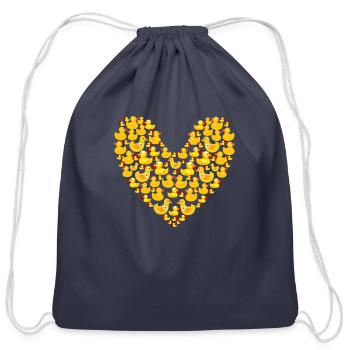 Rubber Duck Heart & Love Symbol Rubber Ducky - Cotton Drawstring Bag - navy - Front