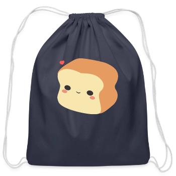 Kawaii Bread - Cotton Drawstring Bag - navy - Front