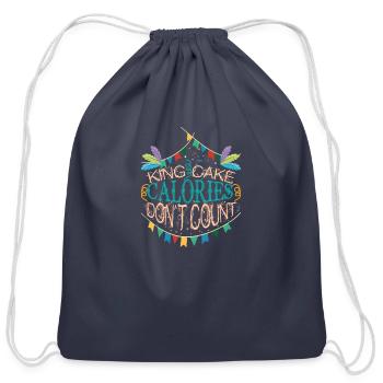 King Cake Calories Don t Count - Cotton Drawstring Bag - navy - Front