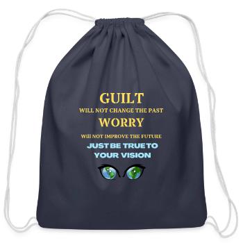 Guilt Worry and Vision - Cotton Drawstring Bag - navy - Front
