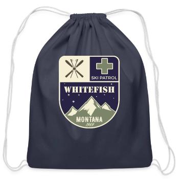 Whitefish Montana Ski Patrol - Cotton Drawstring Bag - navy - Front