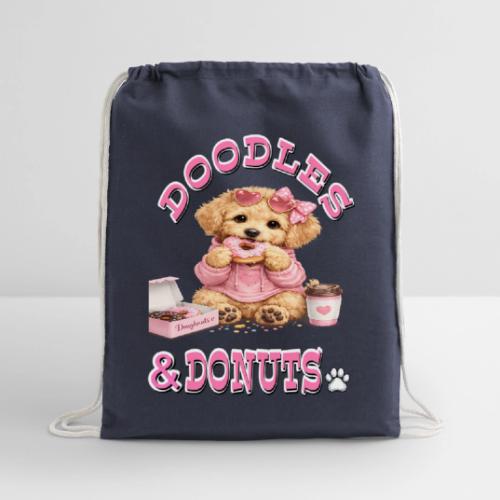 Doodles & Doughnut Cozy Dog Mom Design - Cotton Drawstring Bag