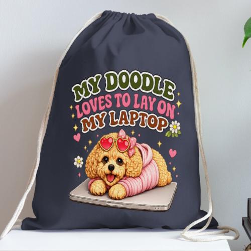 My Laptop Belongs to My Doodle - Cotton Drawstring Bag