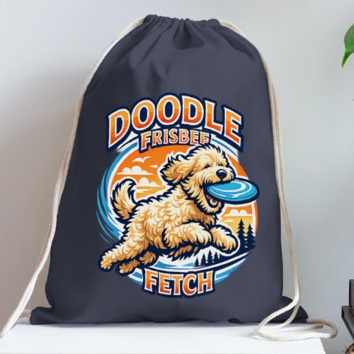 Doodle Frisbee Fetch | Goldendoodle Dog Lover - Cotton Drawstring Bag