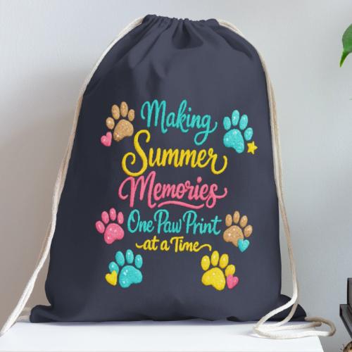 Making Summer Memories Faux Embroidery - Cotton Drawstring Bag