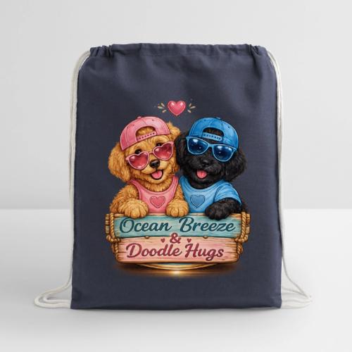 Ocean Breeze & Doodle Hugs - Cotton Drawstring Bag