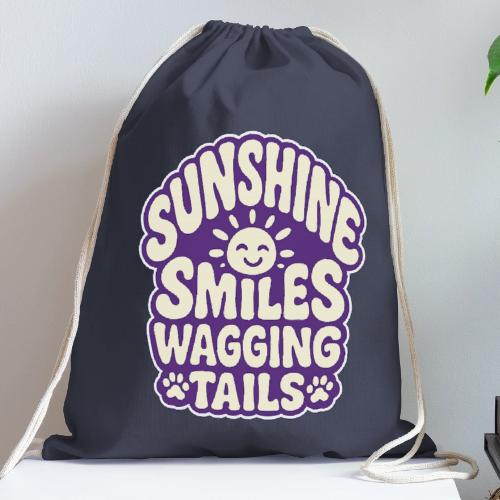 Sunshine Smiles Wagging Tails - Cotton Drawstring Bag