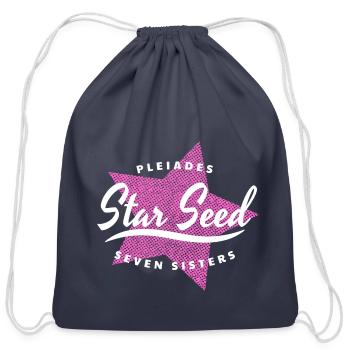 Pleiades Star Seed - Cotton Drawstring Bag - navy - Front