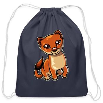 Kawaii Weasel - Cotton Drawstring Bag - navy - Front