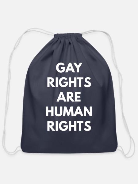 Gay Rights Are Human Rights - Cotton Drawstring Bag - navy