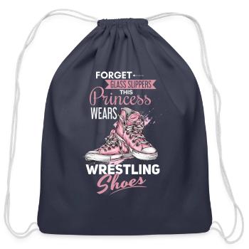 Funny Wrestling Wrestling Saying Design - Cotton Drawstring Bag - navy - Front