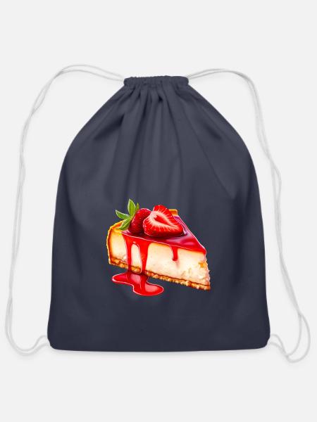 Strawberry Cheesecake - Cotton Drawstring Bag - navy