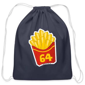 Fry_64 logo - Cotton Drawstring Bag - navy - Front