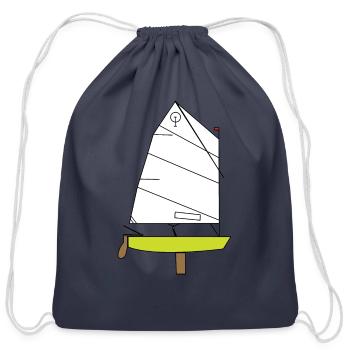 Optimist Sailing Dinghy - Cotton Drawstring Bag - navy - Front