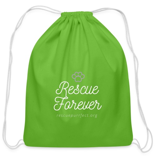 Rescue Forever White/Dark Background - Cotton Drawstring Bag