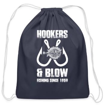 Hookers And Blow Fishing Since 1869 - Cotton Drawstring Bag - navy - Front